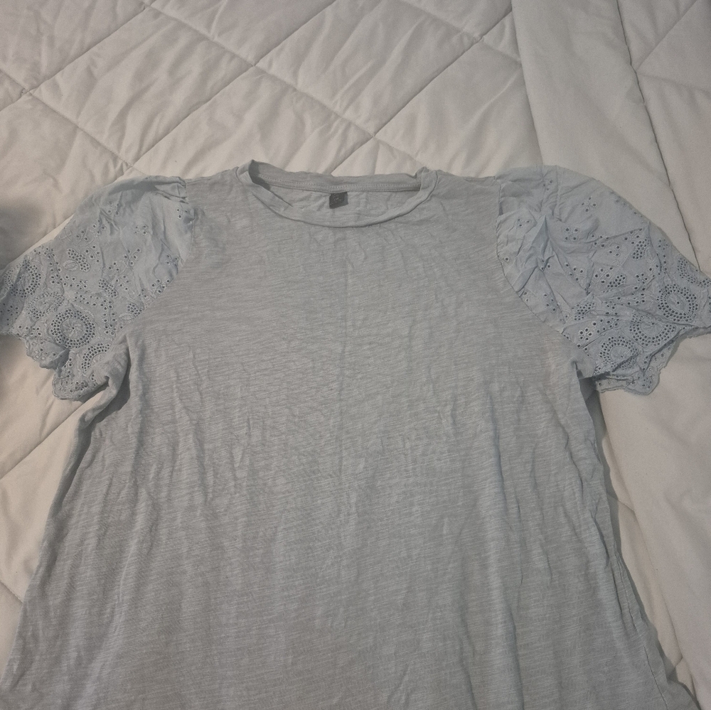 SHEIN Light blue/almost Gray Boxy Short Sleeve T-Shirt